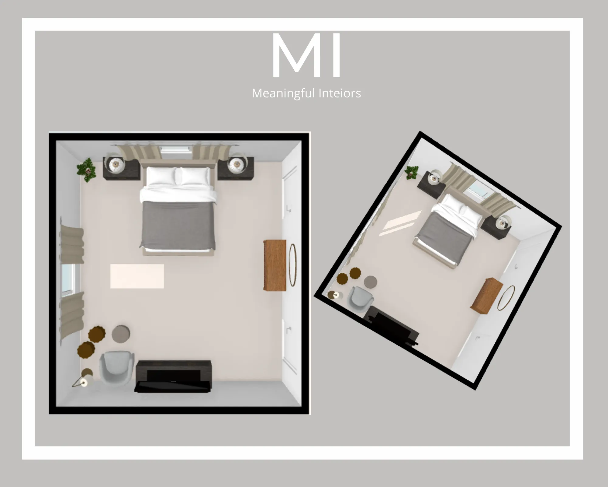 Bedroom layout plan with furniture placement